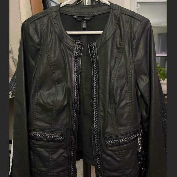 WHBM- Faux Leather Jacket With Chains - Picture 1 of 4